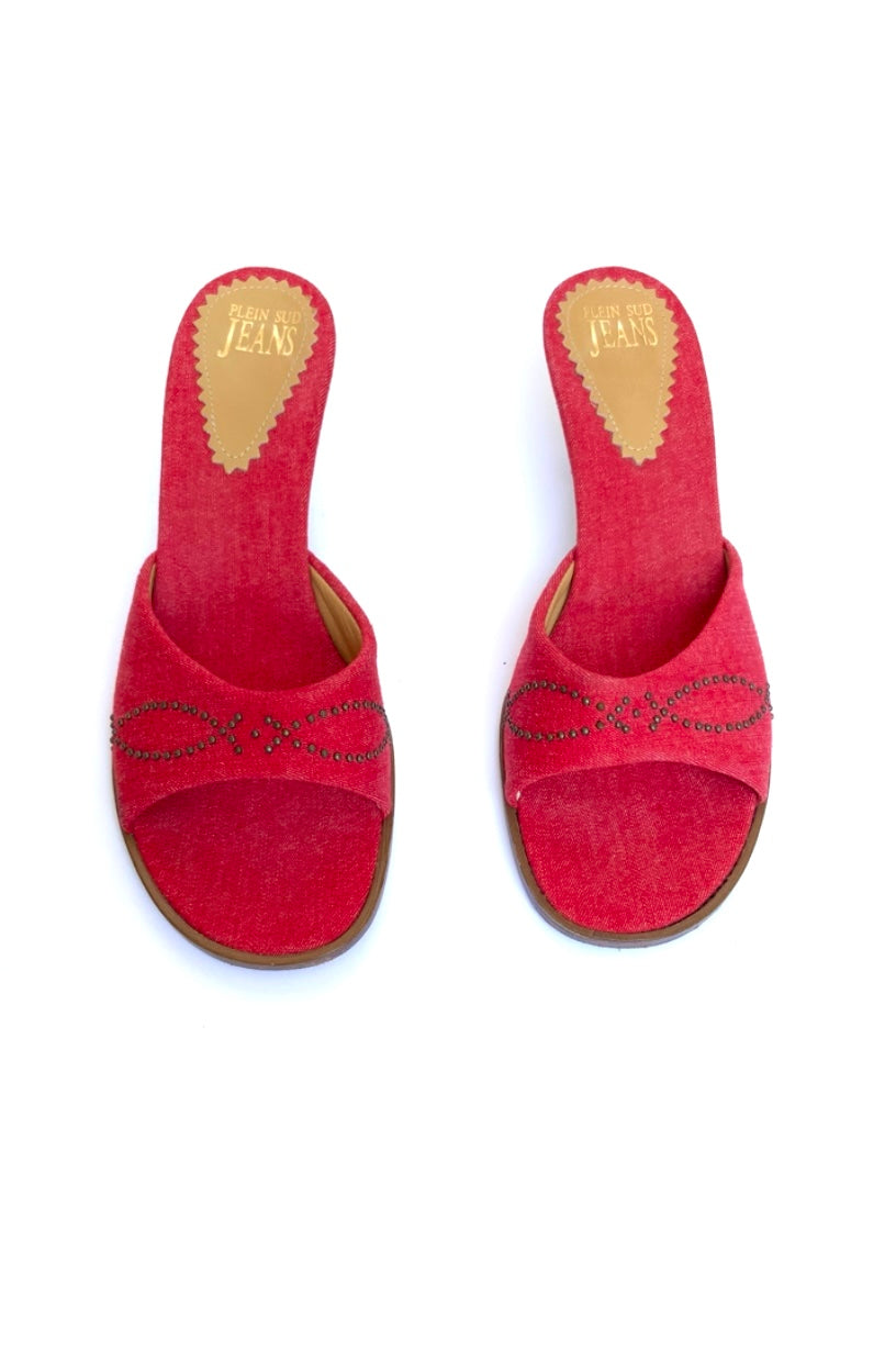 PLEIN SUD ~ 2000s Slingback Heeled Red Sandal