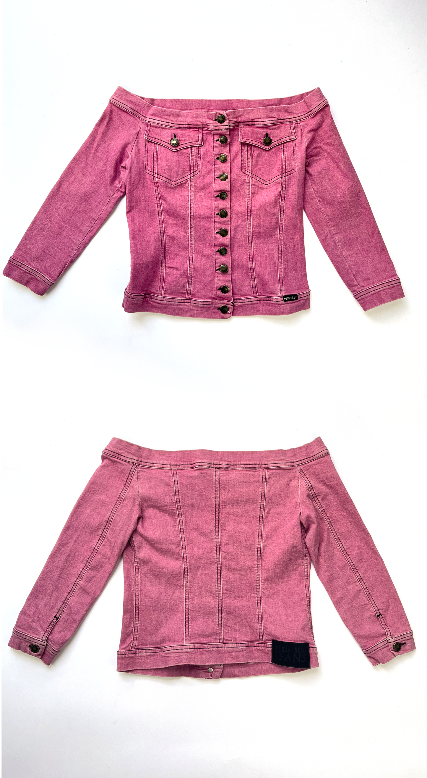 Plein Sud ~ 2000s Pink Buttoned Denim Top