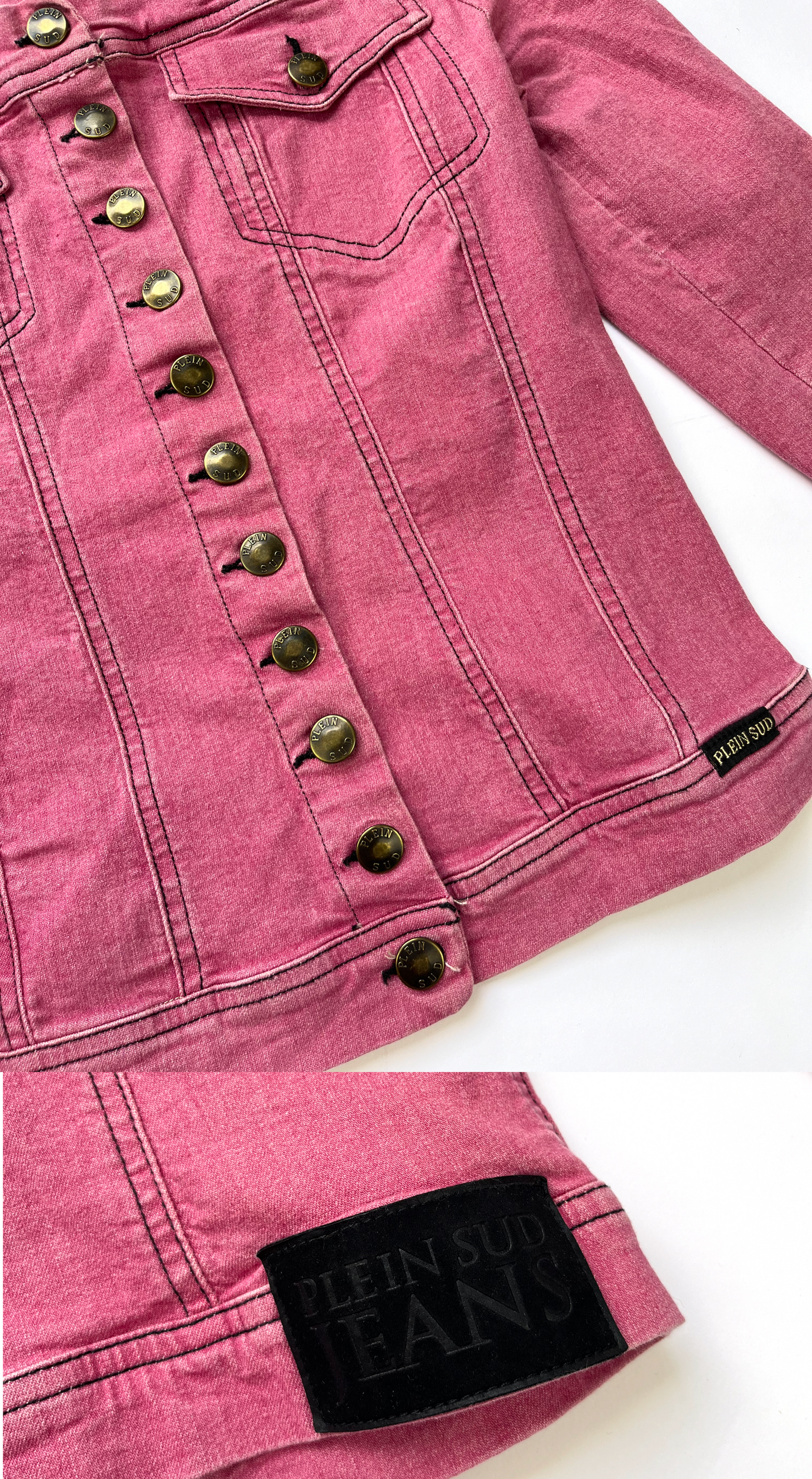 Plein Sud ~ 2000s Pink Buttoned Denim Top