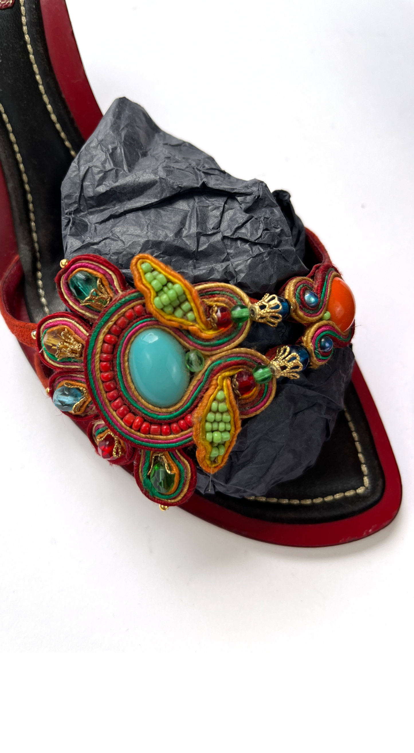 Rene Caovilla ~ Luxury Gemstone Kitten Heels