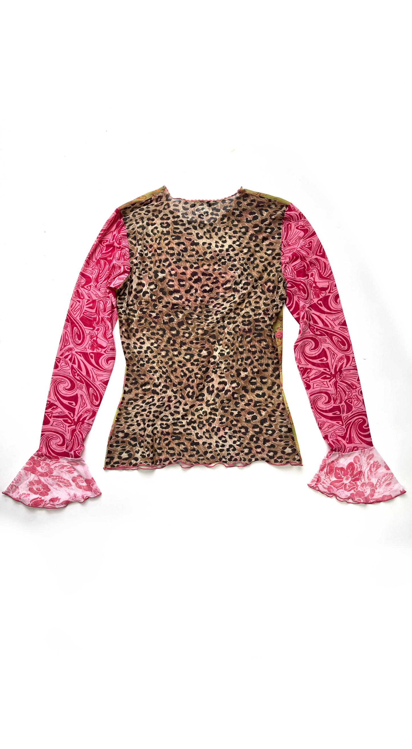 Blumarine ~ Y2k Rose Print Mesh Top