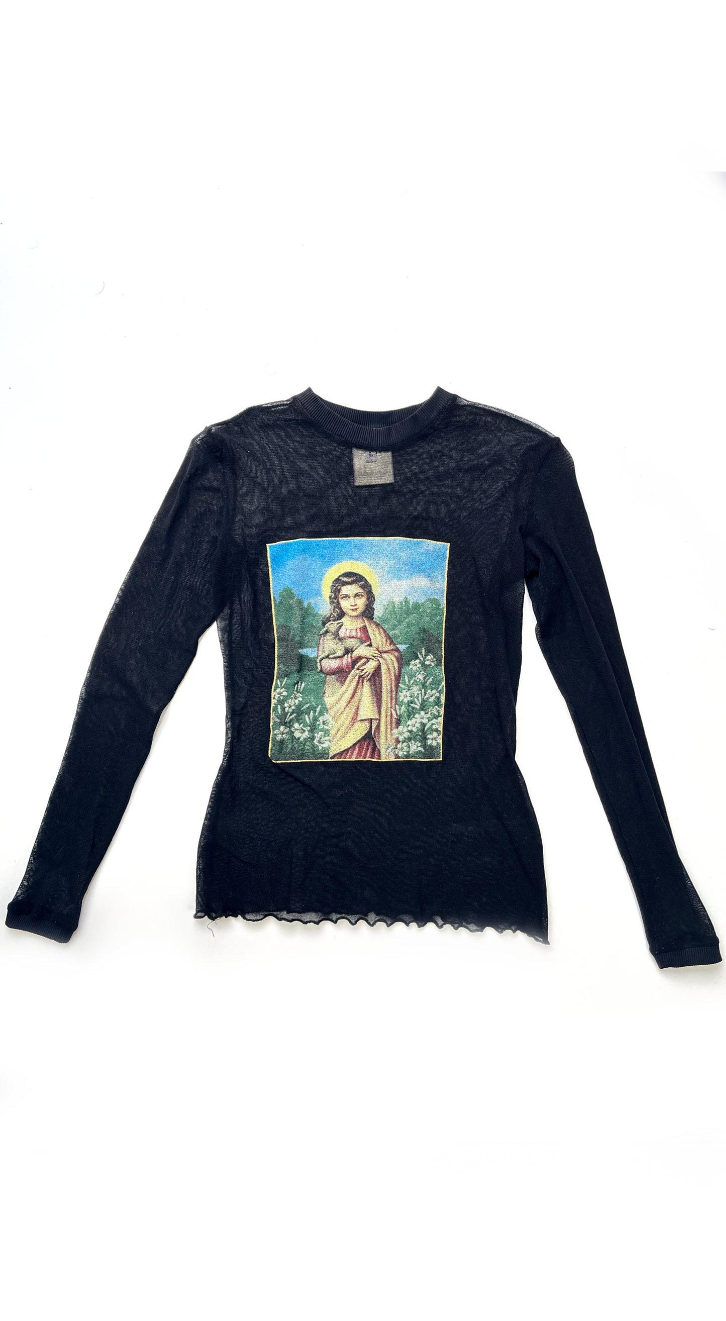 Dolce & Gabbana ~ 1990s Black Mesh Saint Agnes Top