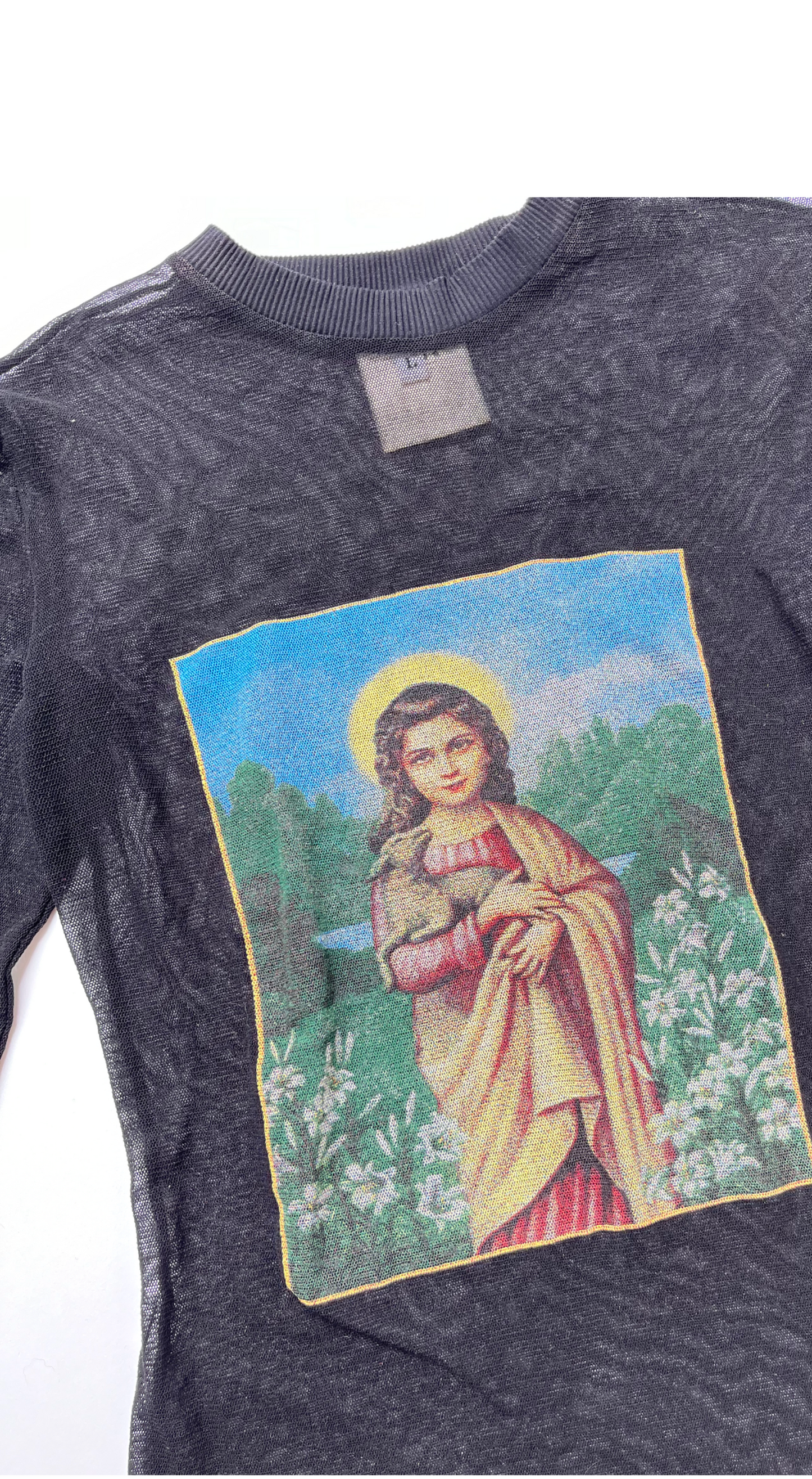 Dolce & Gabbana ~ 1990s Black Mesh Saint Agnes Top