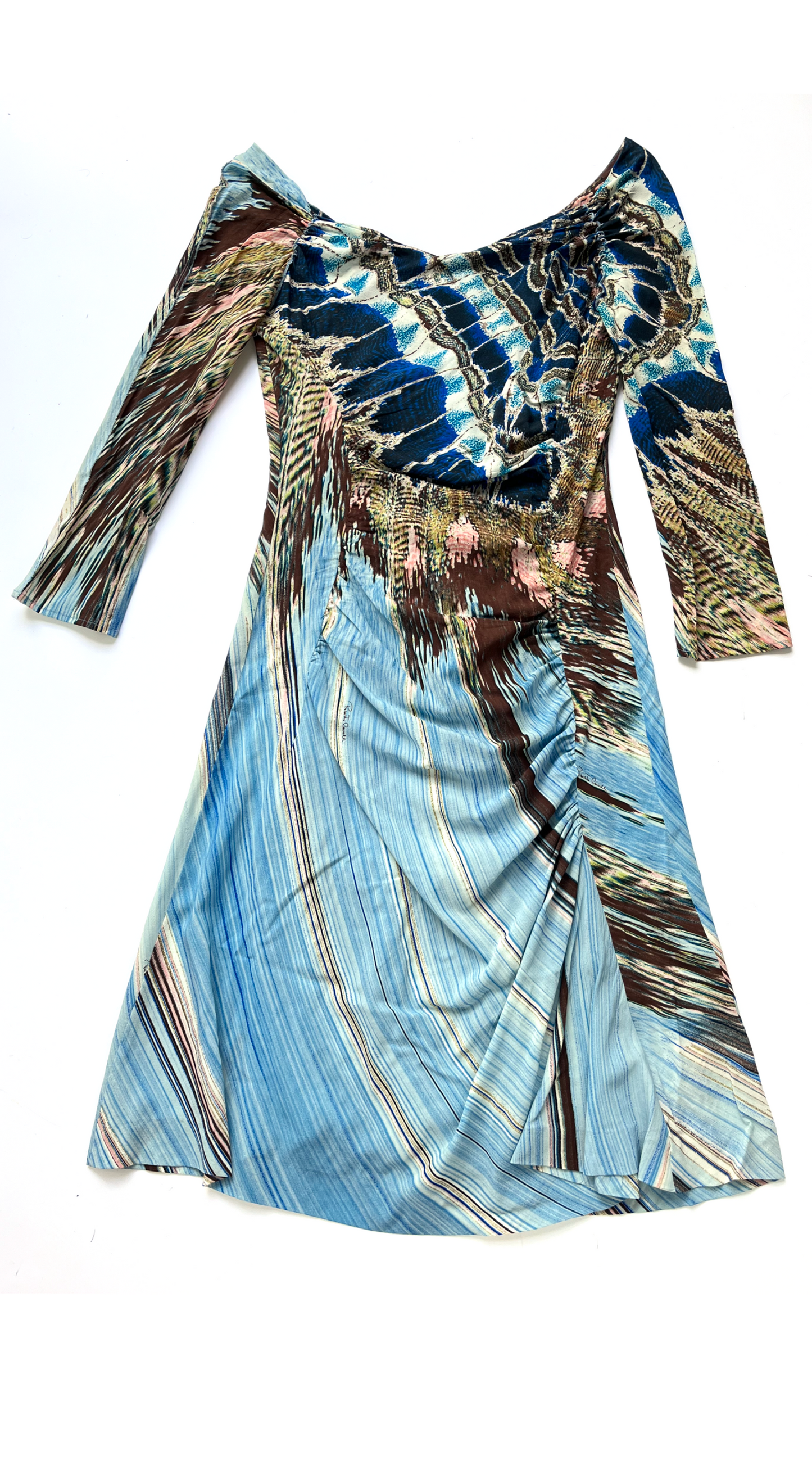 Roberto Cavalli ~ SS 2004 Silk Feather Print Dress