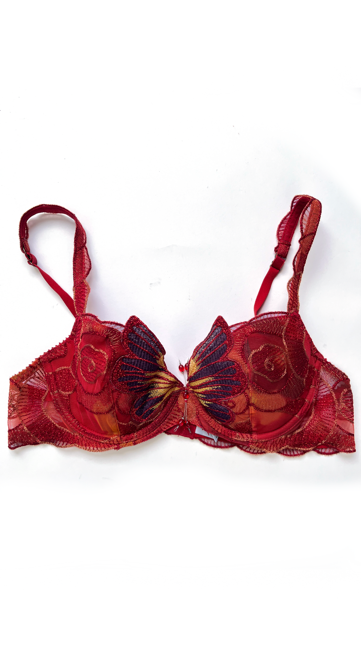 Ravage ~ 2000s Luxurious Red Butterfly Bra