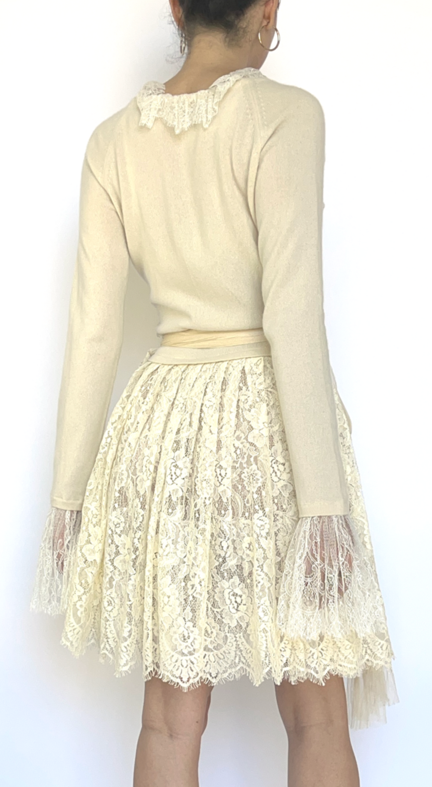 Anna Molinari ~ Vintage Creme Cashmere Lace Dress