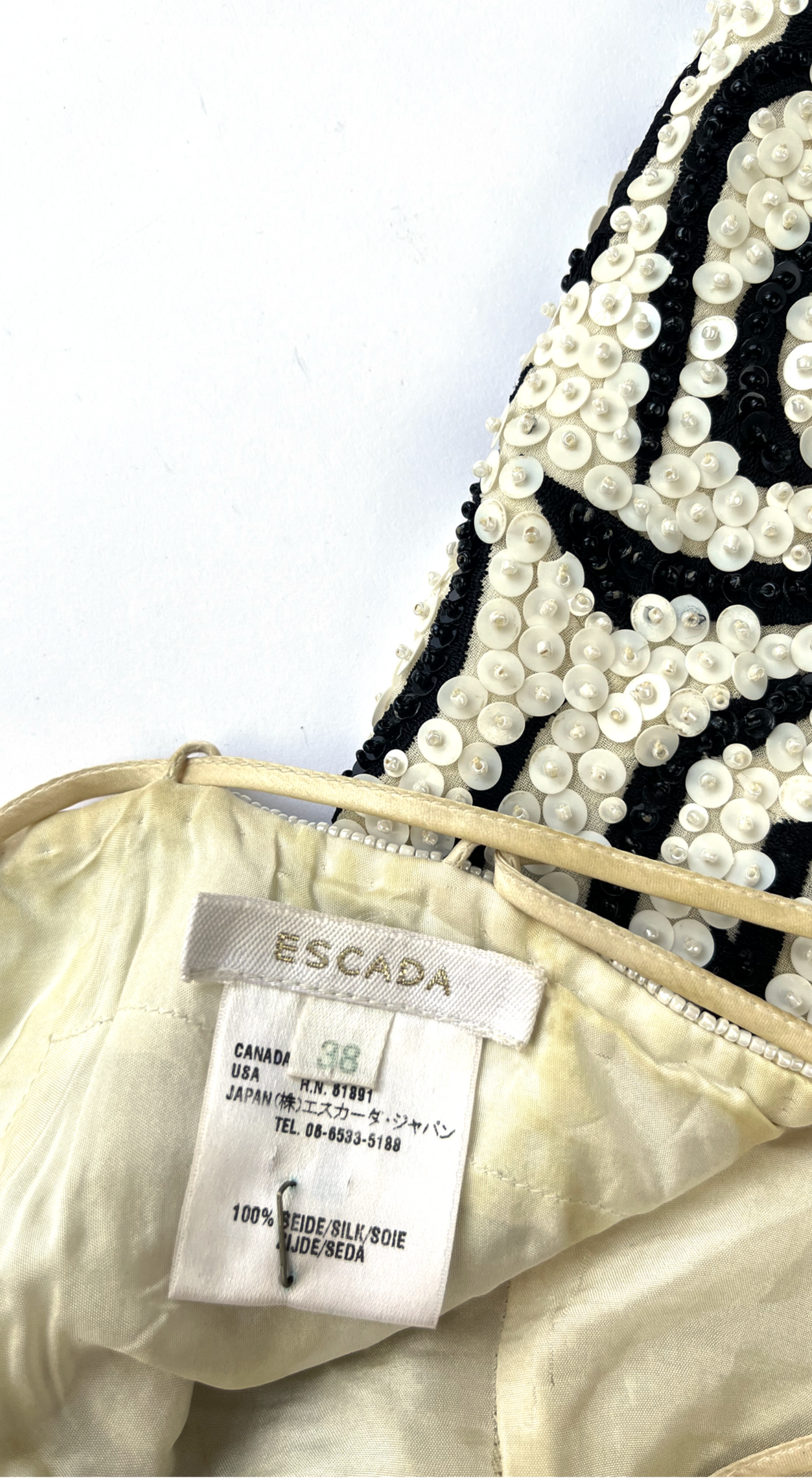 Escada ~ Y2K Sequins “True Love” Silk Top