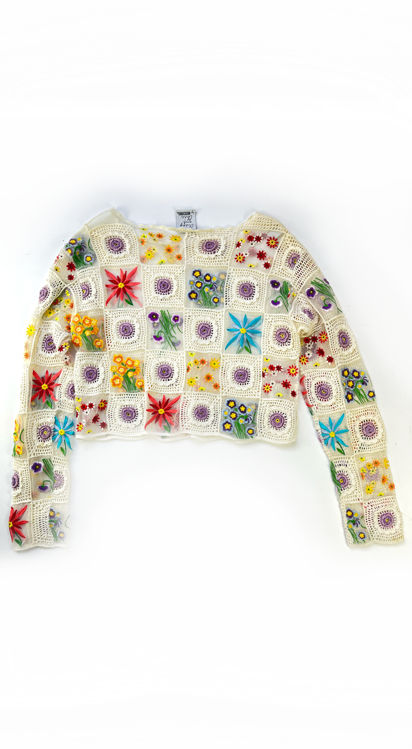 Moschino~ 1998 Crochet Floral Fran Fine Cardigan