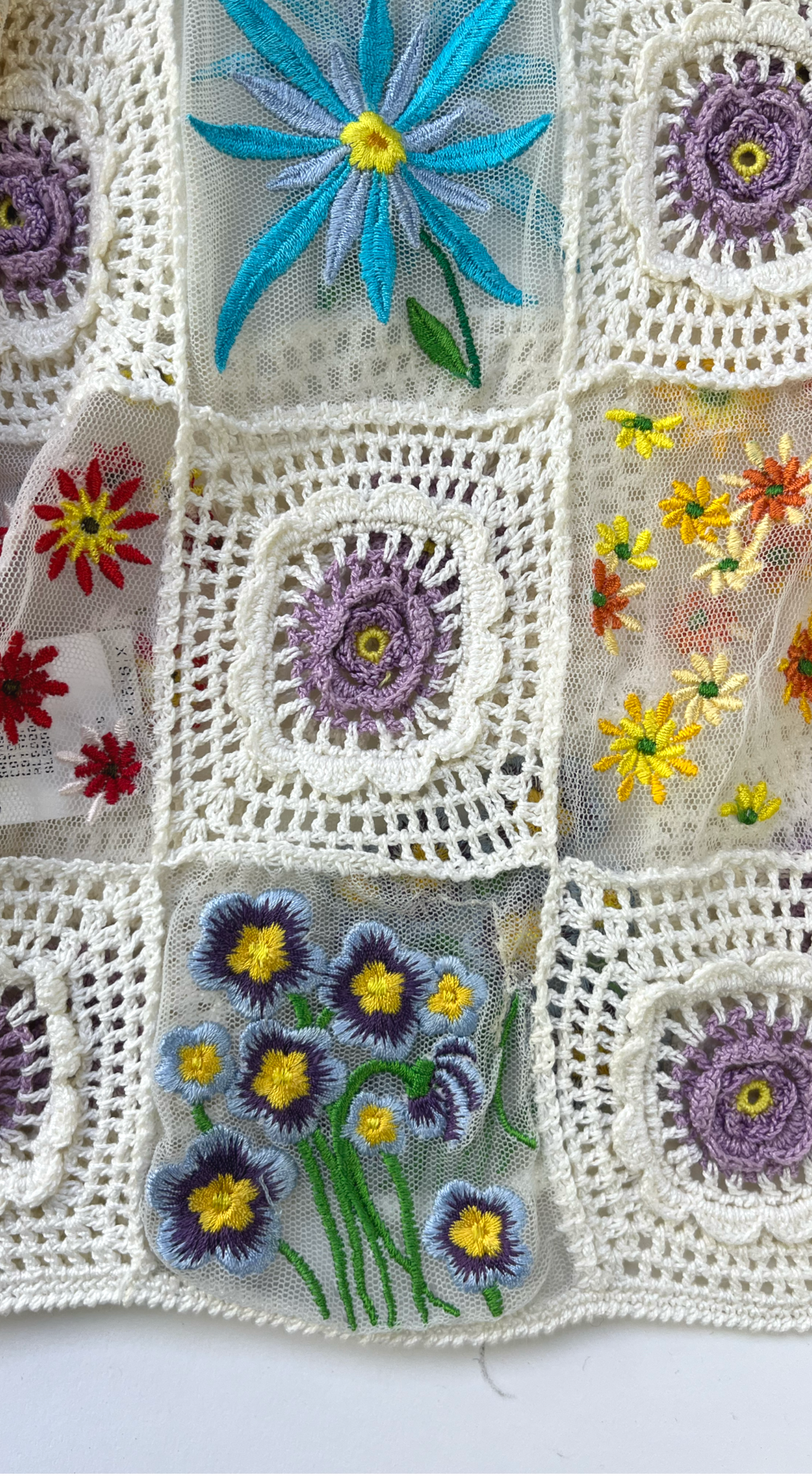 Moschino~ 1998 Crochet Floral Fran Fine Cardigan