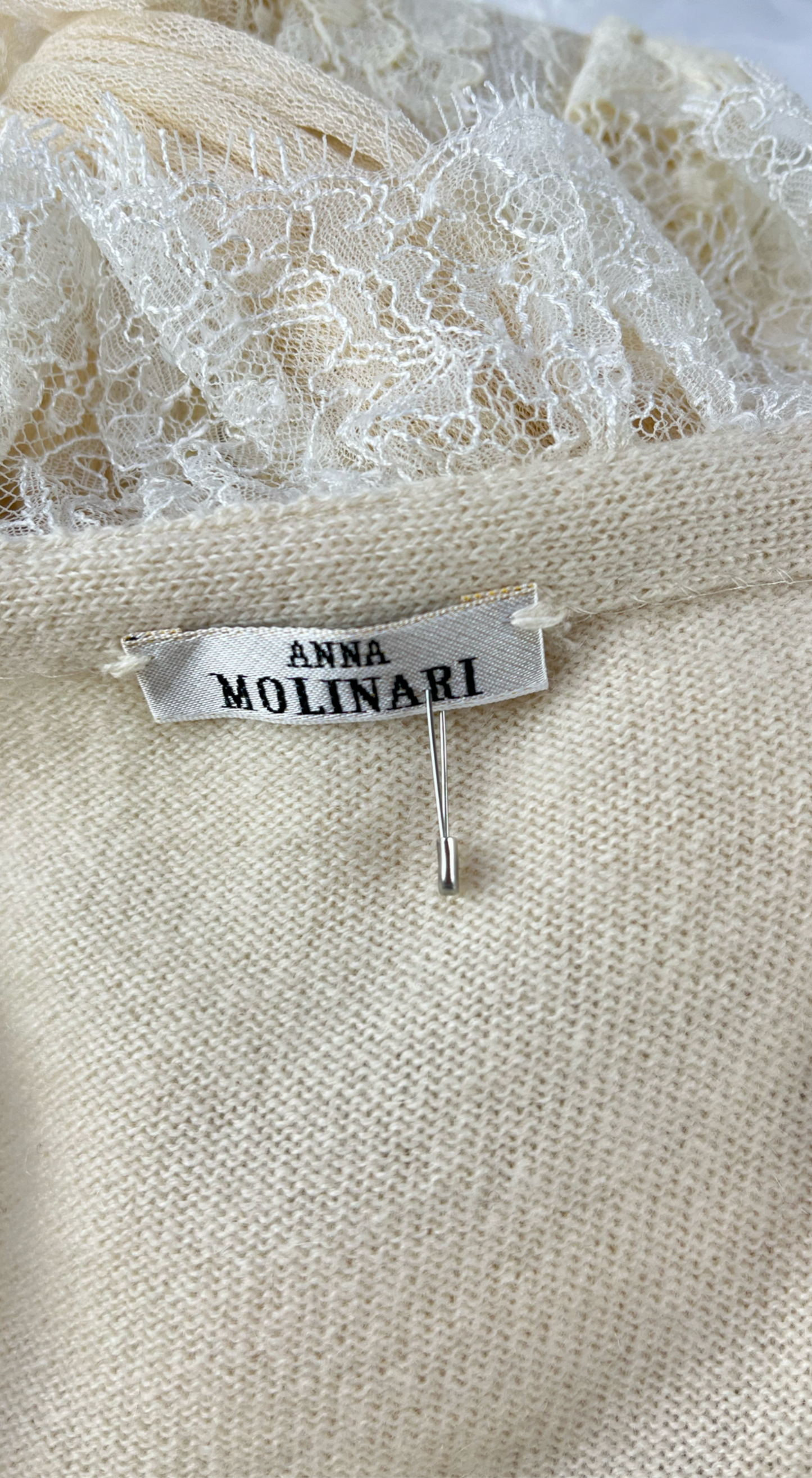 Anna Molinari ~ Vintage Creme Cashmere Lace Dress