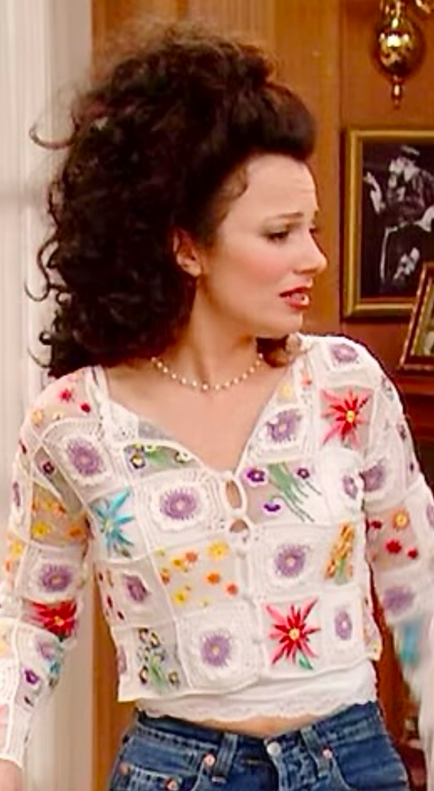 Moschino~ 1998 Crochet Floral Fran Fine Cardigan
