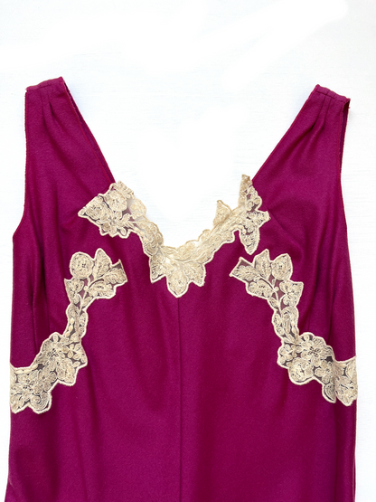 Anna Molinari FW 1998 Vintage Raspberry Pink Wool Cashmere Dress with Lace