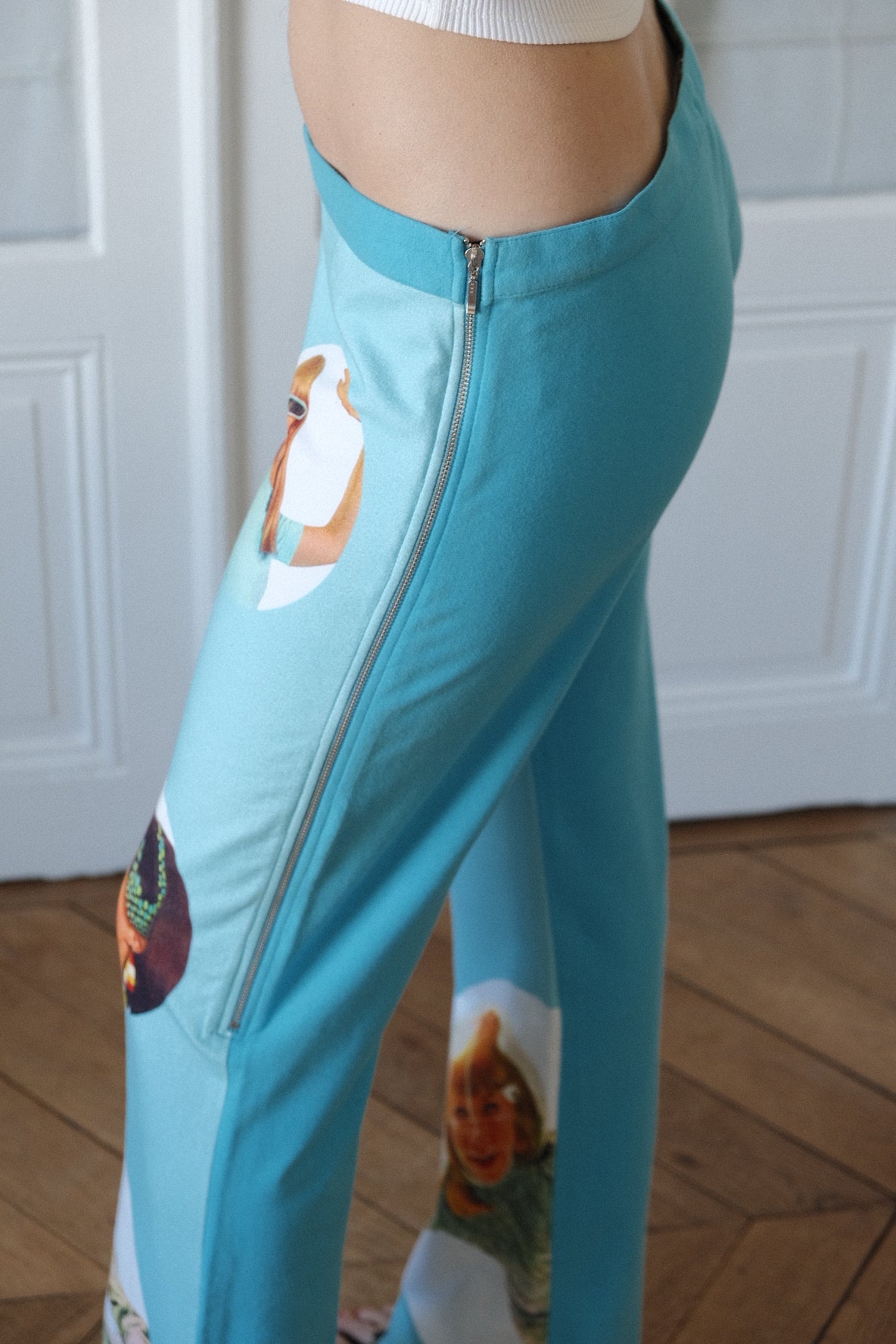 Custo ~ 2002 Faces turquoise zipper pants S-M