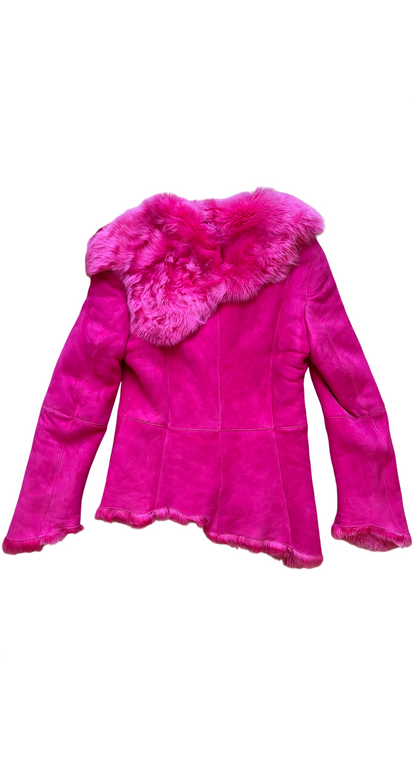 Escada Fuchsia Pink Lambskin Shearling Coat