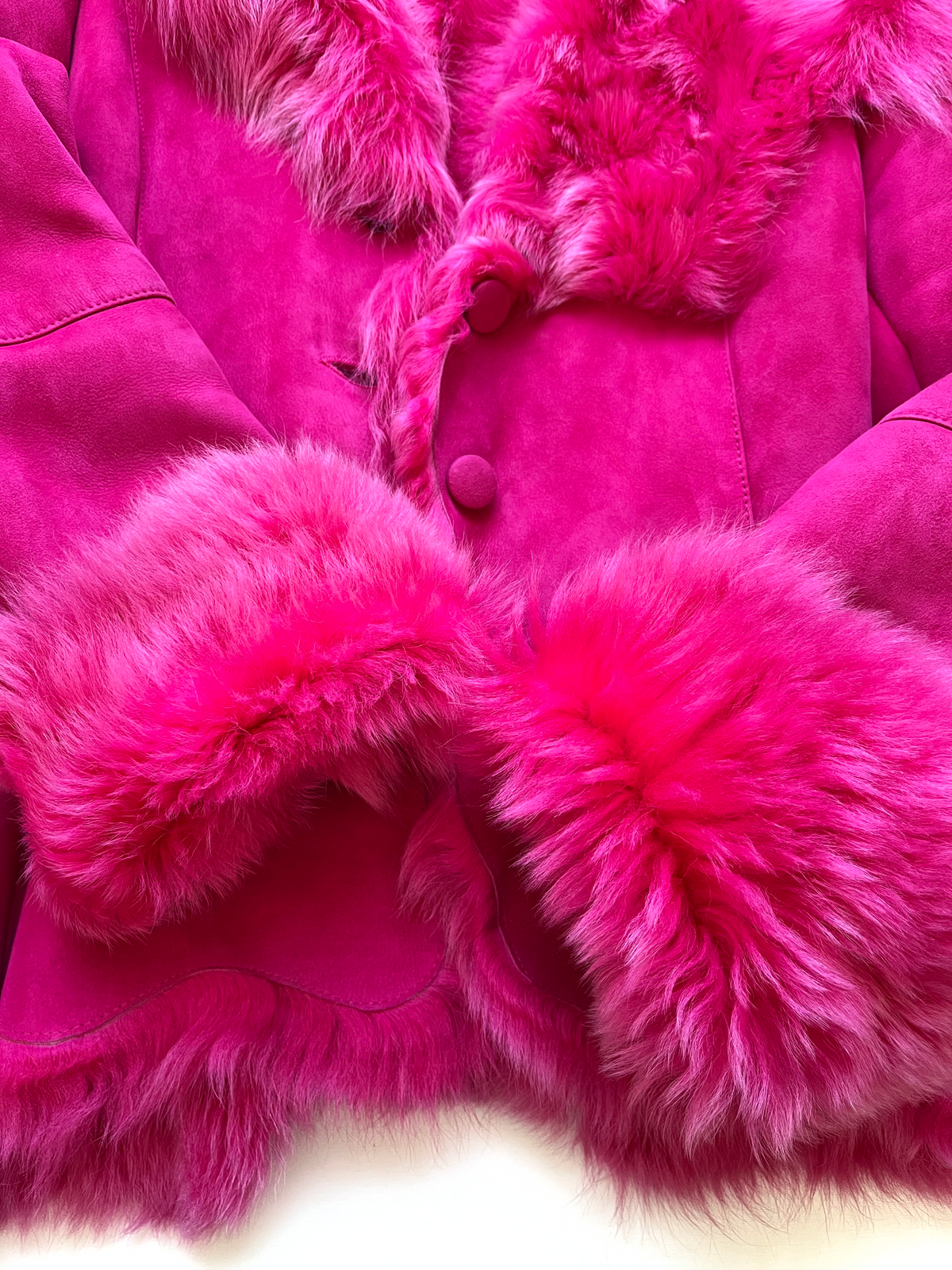 Escada Fuchsia Pink Lambskin Shearling Coat