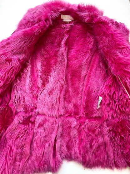 Escada Fuchsia Pink Lambskin Shearling Coat