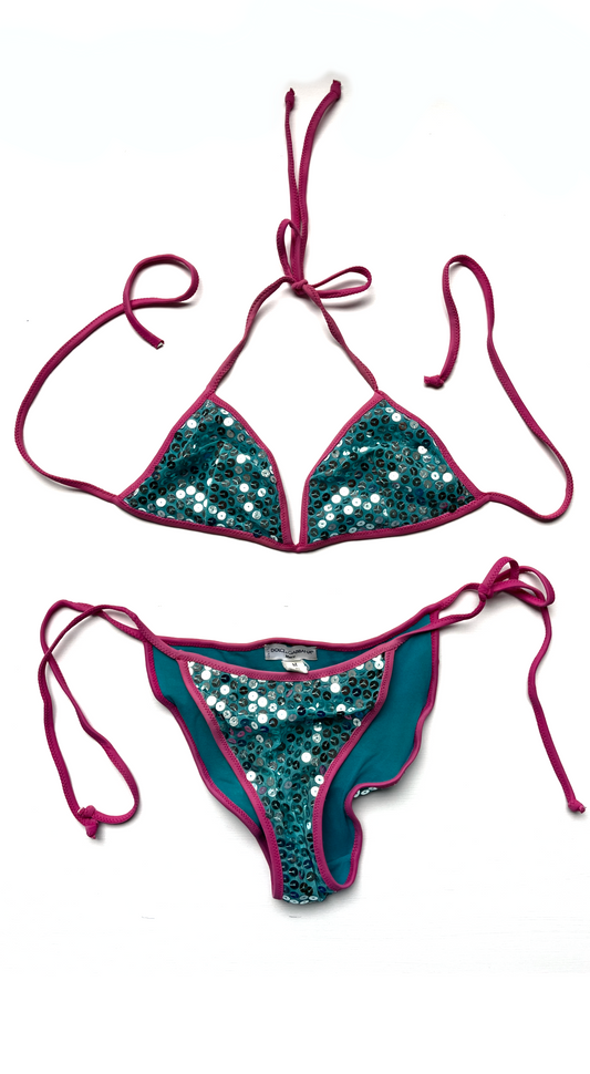 Dolce & Gabbana 2000s Blue Sequins Bikini