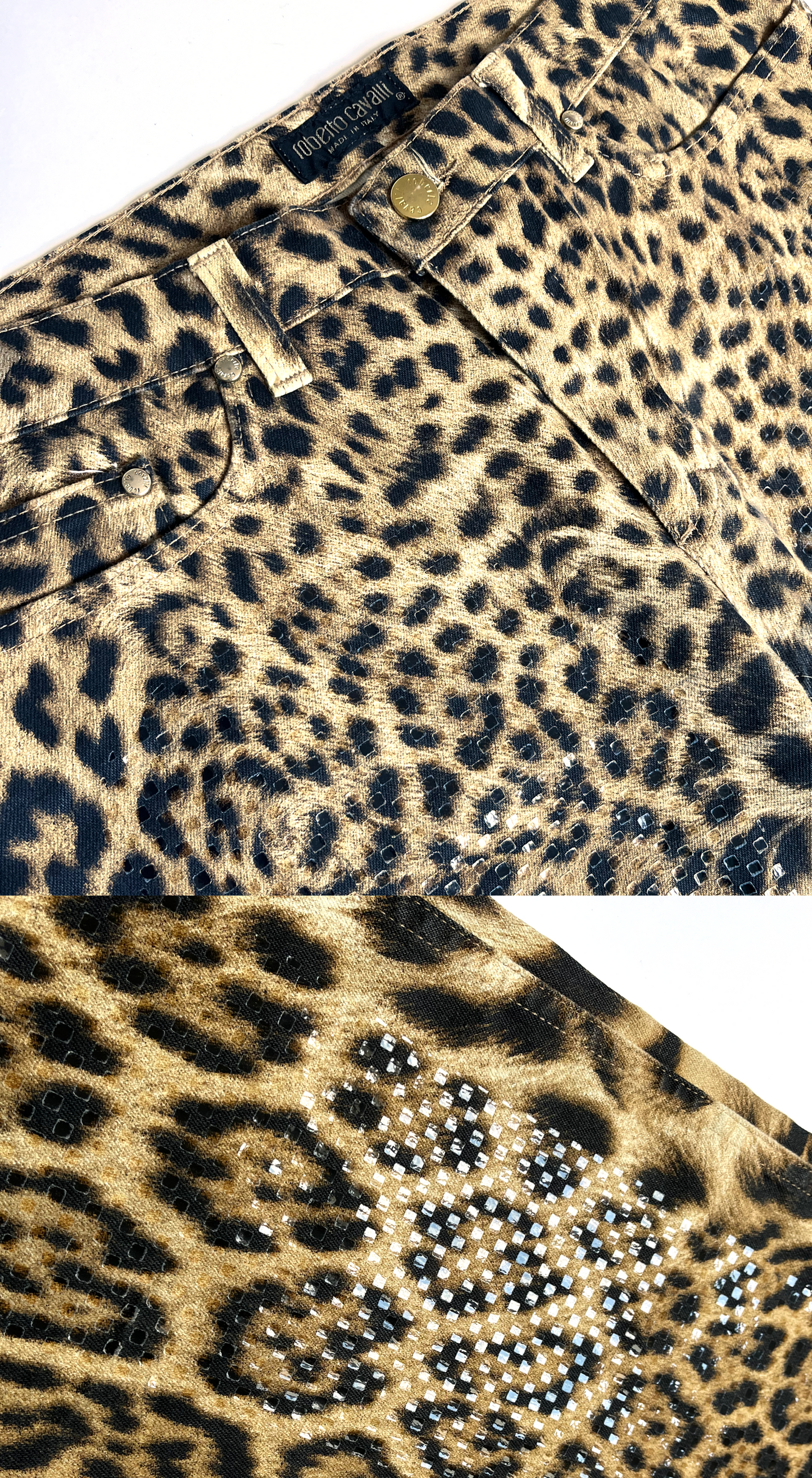 Roberto Cavalli ~ 90s Vintage Sequins Leopard Print Pants