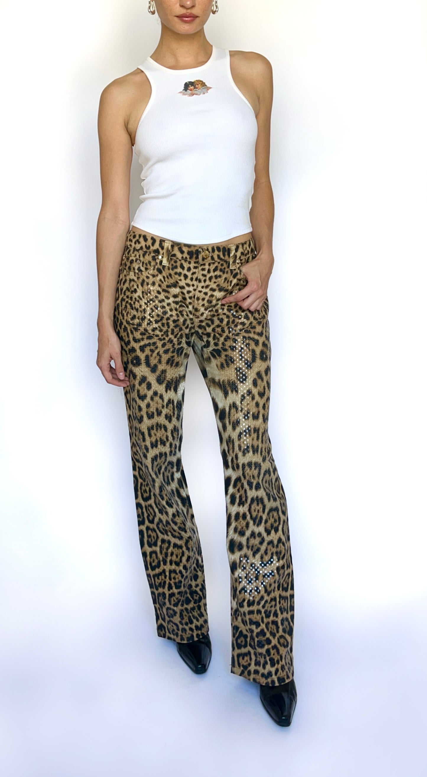 Roberto Cavalli ~ 90s Vintage Sequins Leopard Print Pants