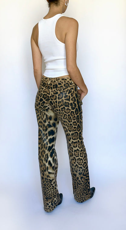 Roberto Cavalli ~ 90s Vintage Sequins Leopard Print Pants