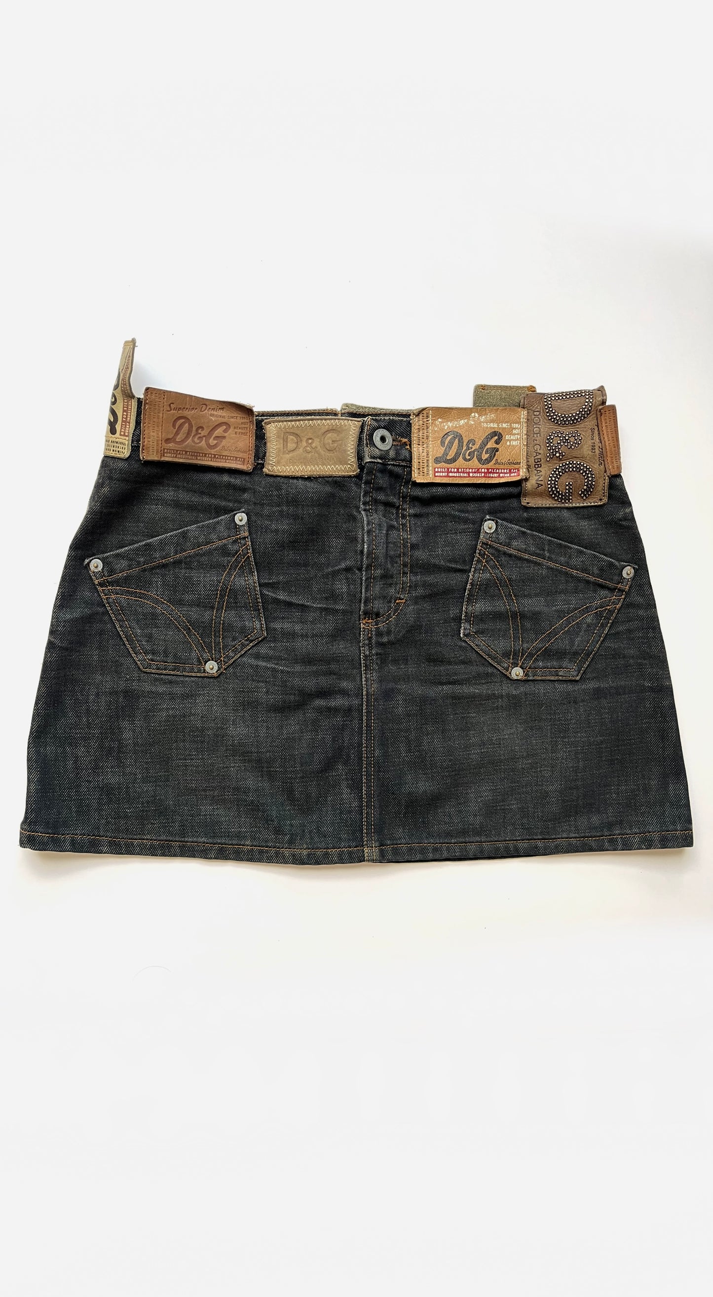 Dolce & Gabbana ~ Y2k Logo Patch Mini Jeans Skirt