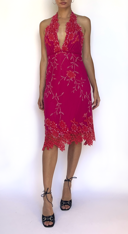 Aftershock ~ Y2K Hot Pink Embellished Dress