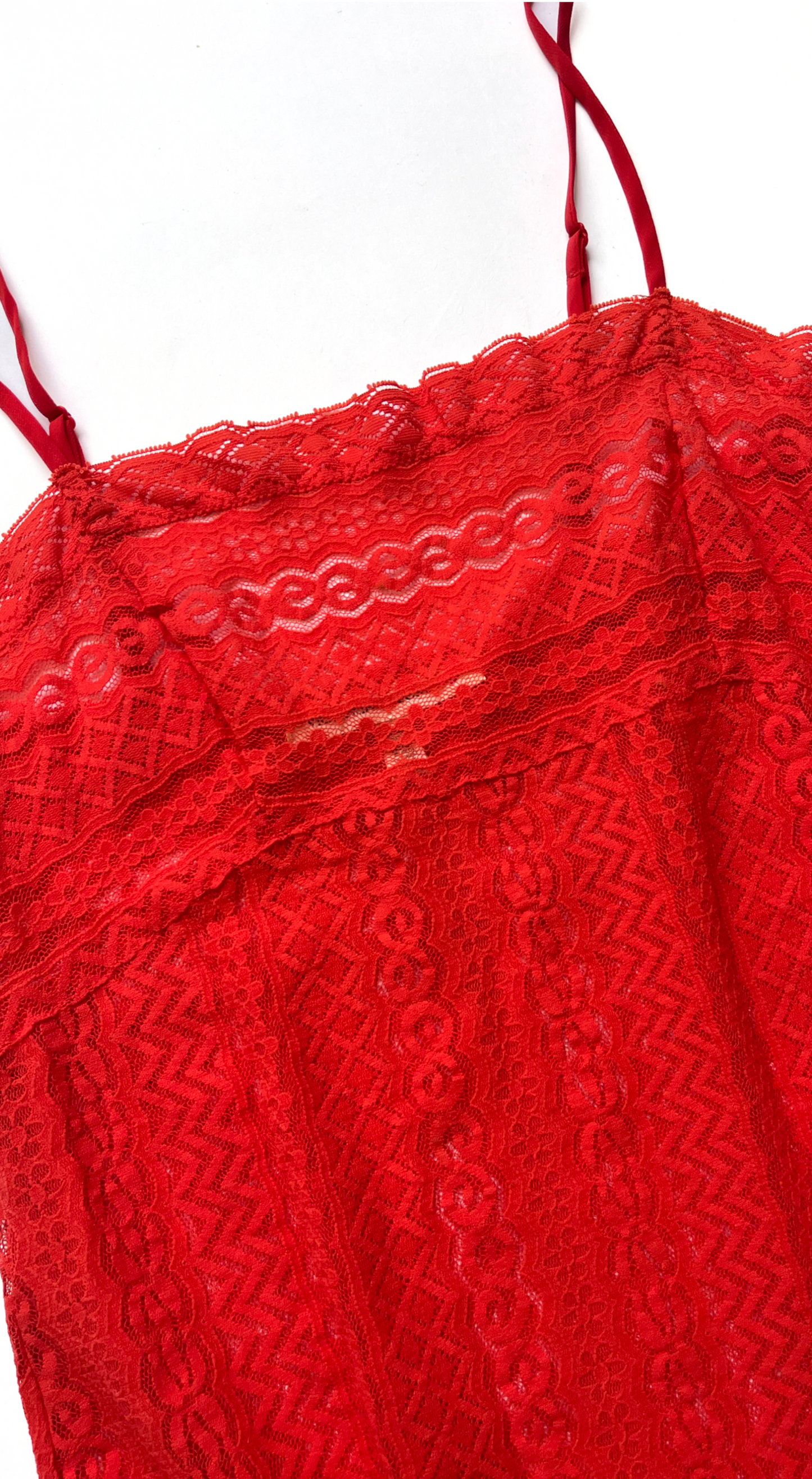 Vivienne Tam ~ 1990s Long Red Floral Mesh Dress