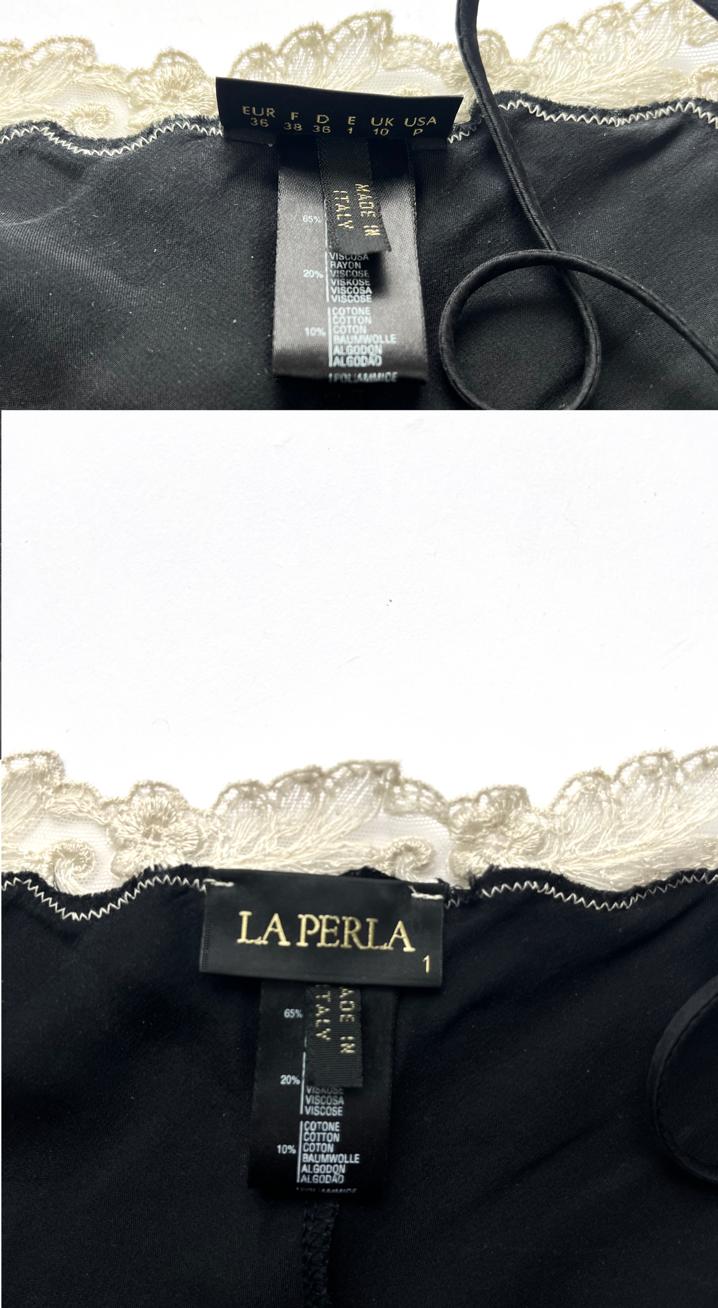 La Perla ~ Luxurious Black Silk Mini Lace Slip Dress