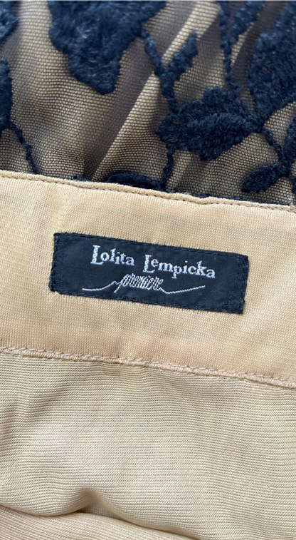 Lolita Lempicka ~ 1990s Black Floral Embroidery Dress
