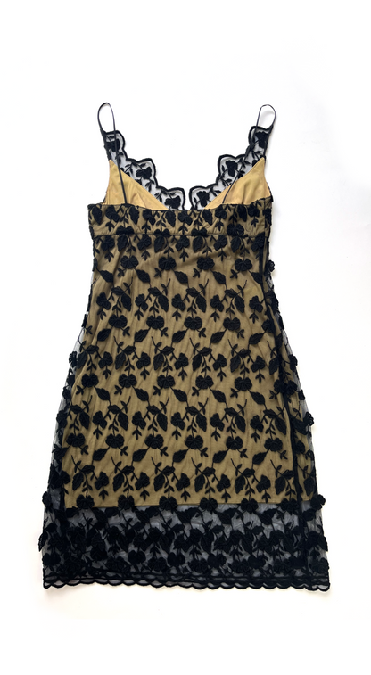 Lolita Lempicka ~ 1990s Black Floral Embroidery Dress
