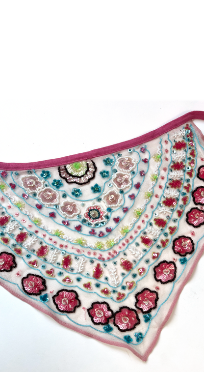 La Perla  ~ Vintage 2000s Pink Beaded Skirt & Bikini Top