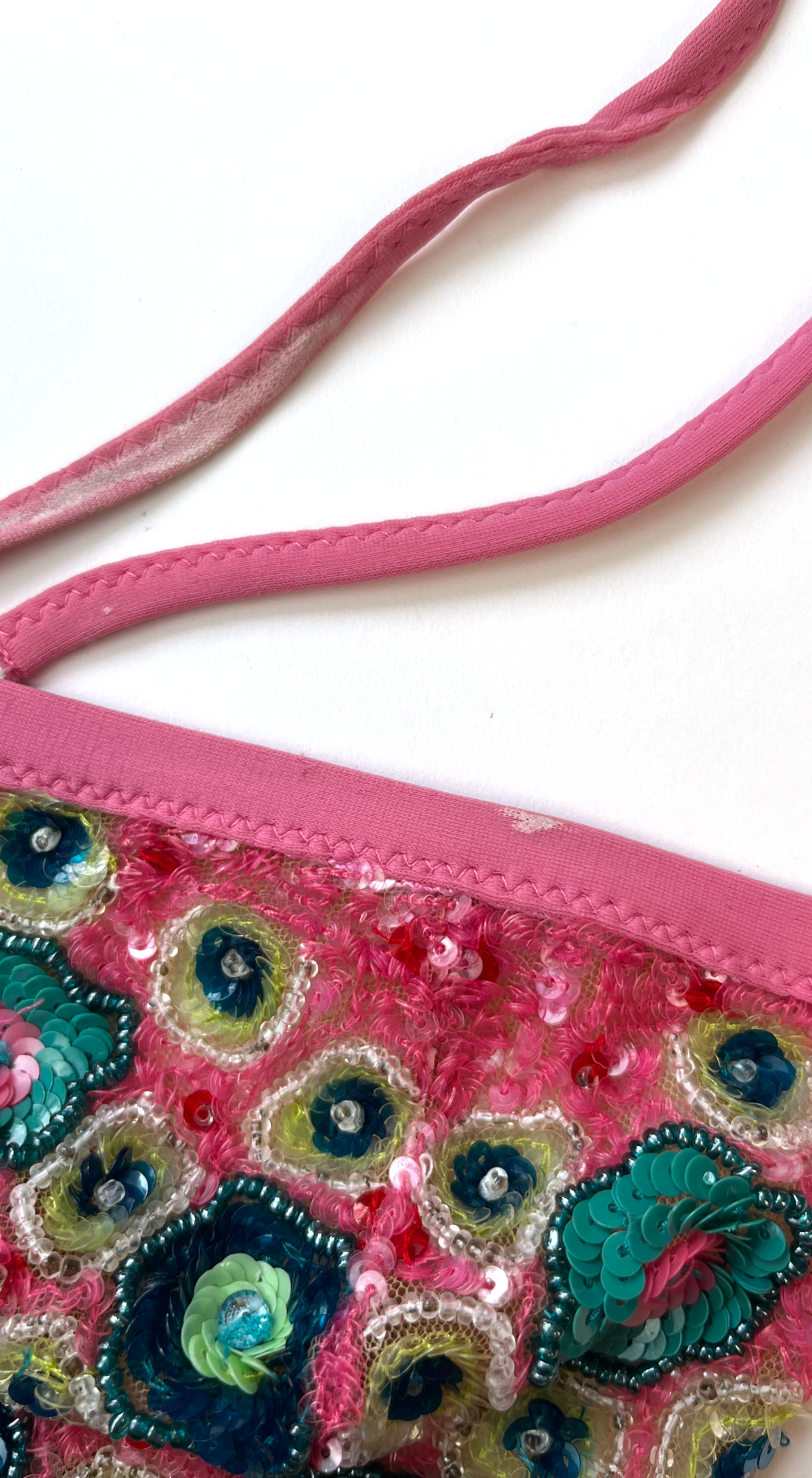 La Perla  ~ Vintage 2000s Pink Beaded Skirt & Bikini Top