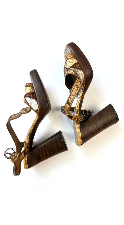 MIU MIU F/W 1996 Patchwork Leather Heels