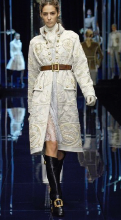 Dolce & Gabbana ~ Runway F/W 2006 Black Leather Boots With Gold Baroque Buckle 