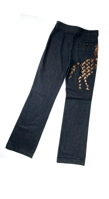 Chloé ~  Runway S/S 2001 flared sequin horse jeans