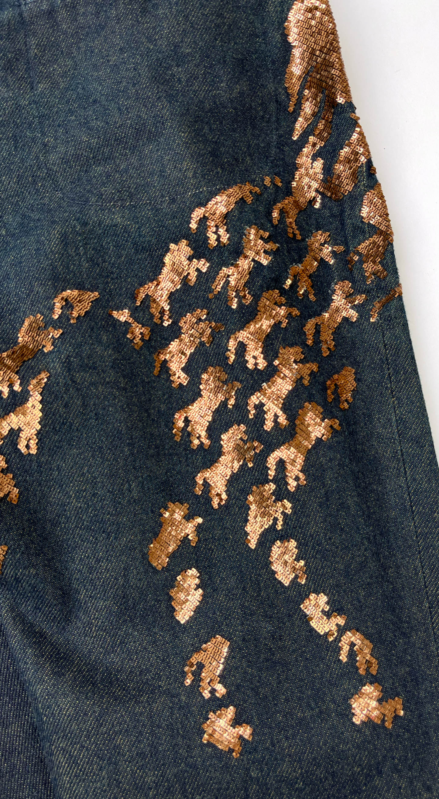 Chloé ~  Runway S/S 2001 flared sequin horse jeans