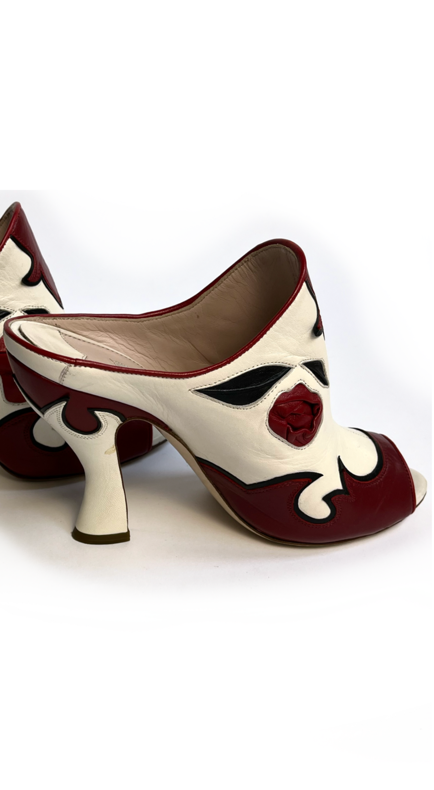 Miu Miu ~ S/S 2012 Runway White & Red Rosebud Leather Heels