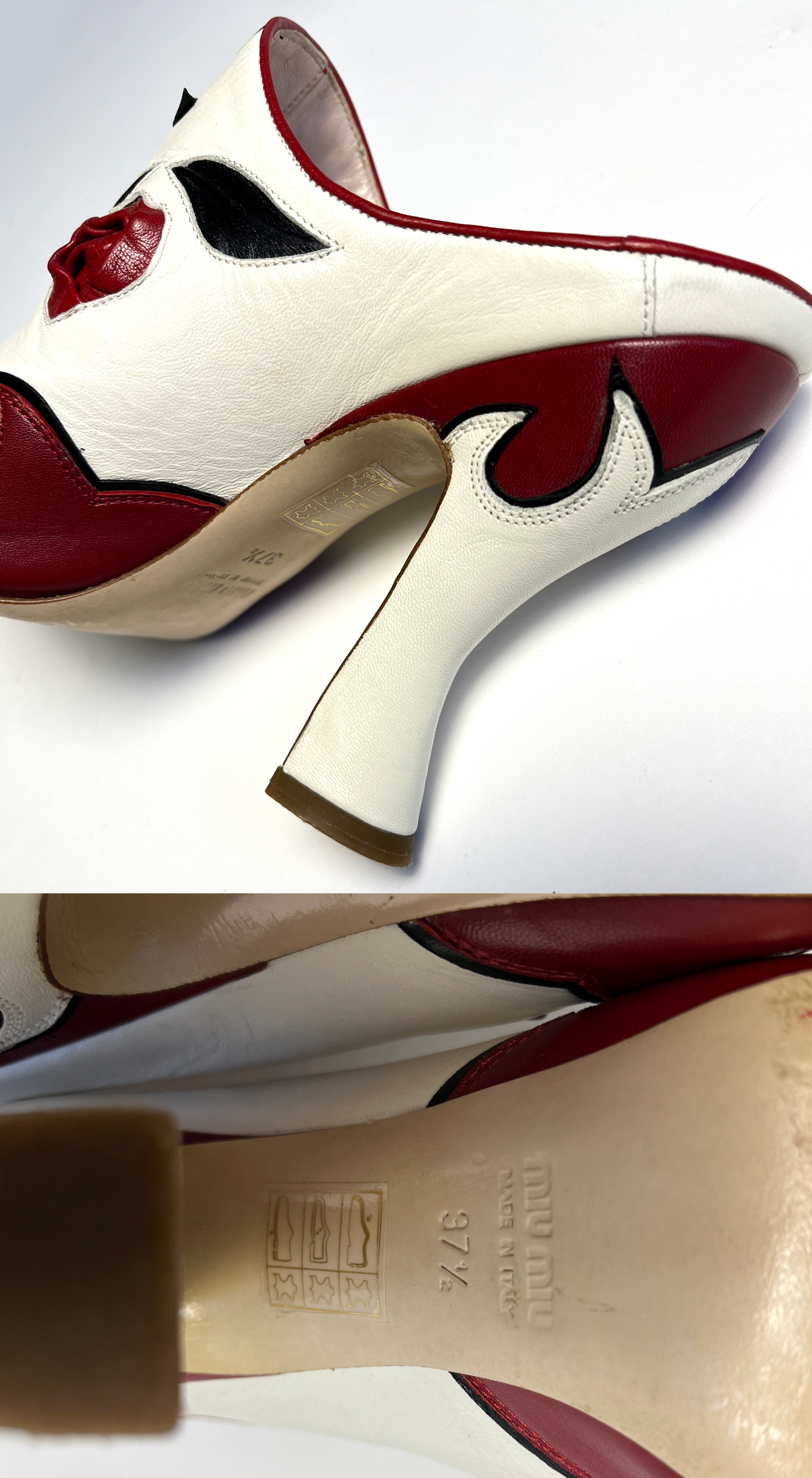 Miu Miu ~ S/S 2012 Runway White & Red Rosebud Leather Heels