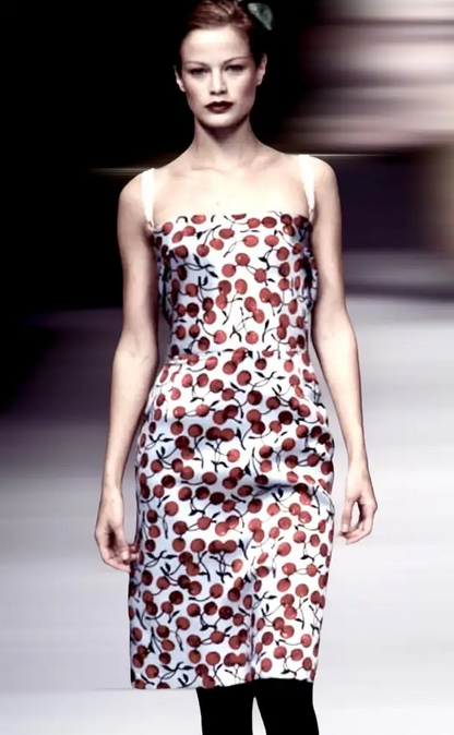 Dolce & Gabbana ~ Runway FW 1996 Cherry Print Midi Dress