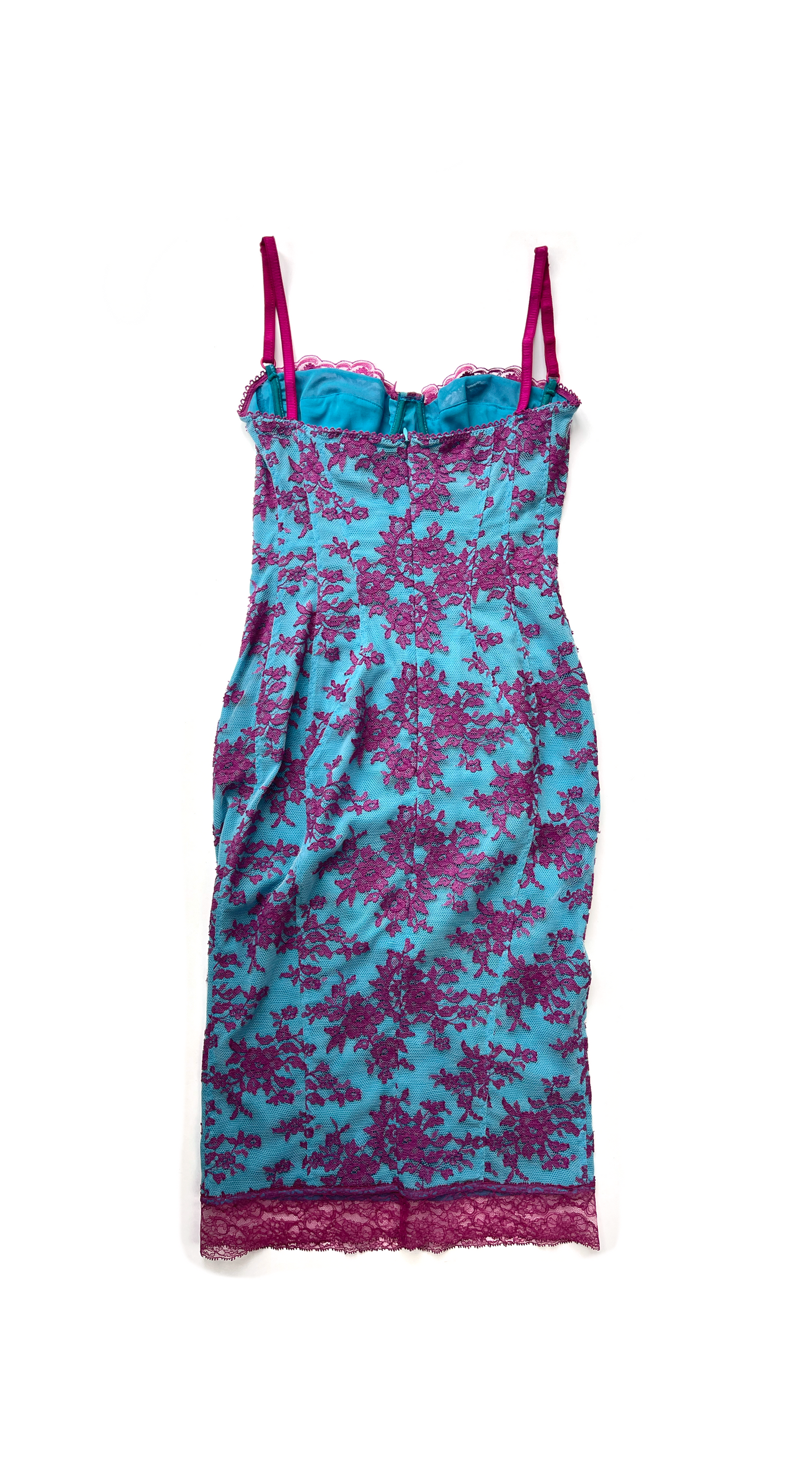 D&G Dolce & Gabbana ~ Pink Blue Lace Bustier Dress