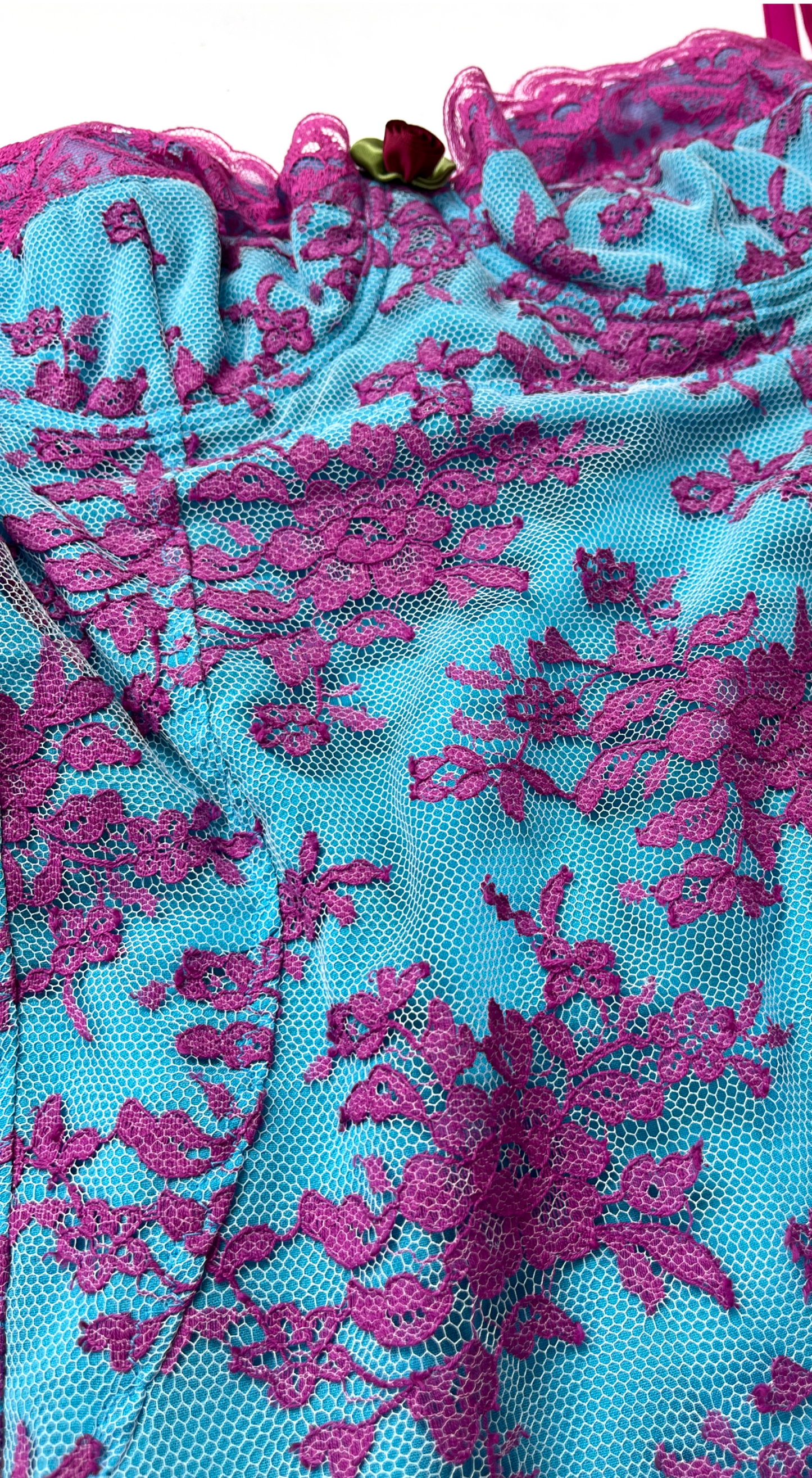 D&G Dolce & Gabbana ~ Pink Blue Lace Bustier Dress