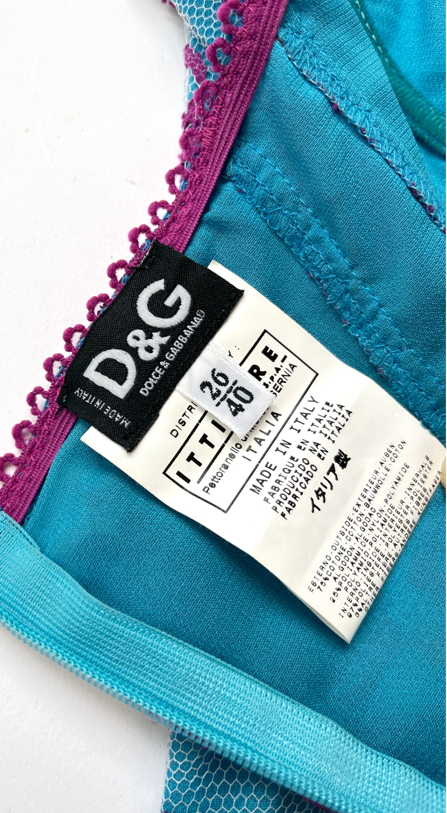 D&G Dolce & Gabbana ~ Pink Blue Lace Bustier Dress