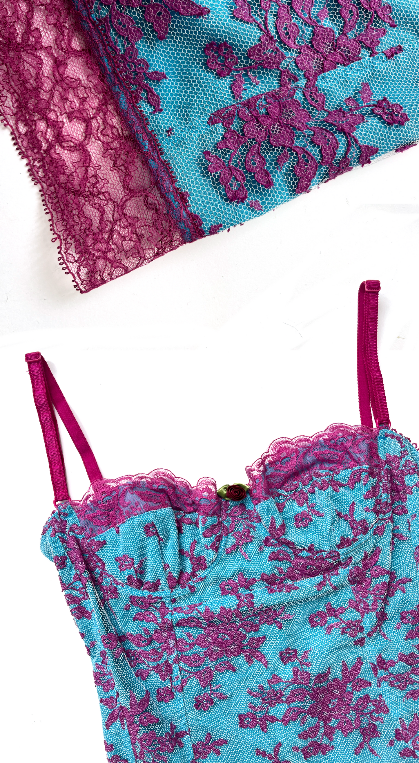 D&G Dolce & Gabbana ~ Pink Blue Lace Bustier Dress