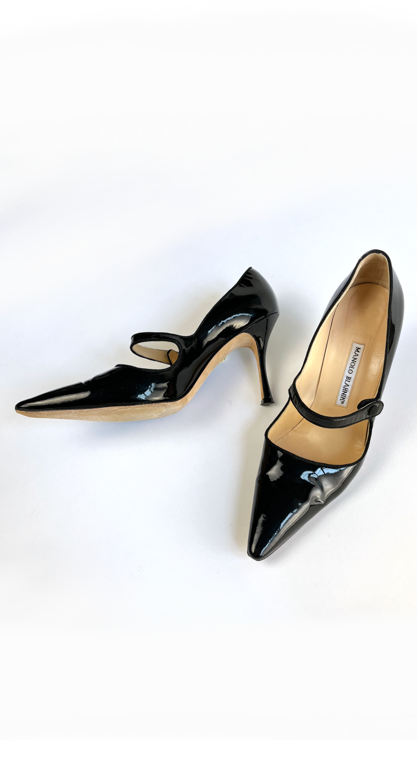 Manolo Blahnik ~ Black Patent Leather Mary Janes 