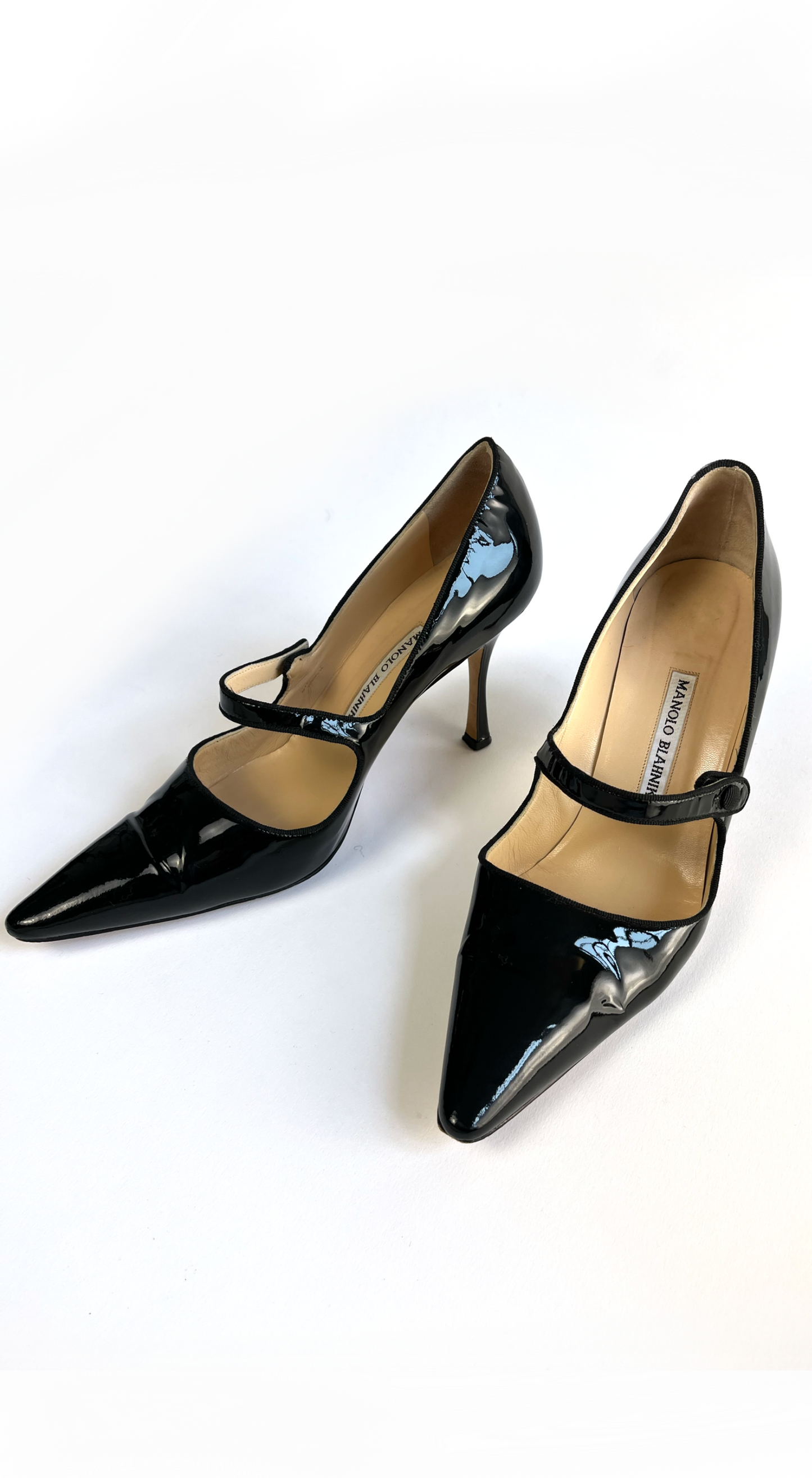 Manolo Blahnik ~ Black Patent Leather Mary Janes 