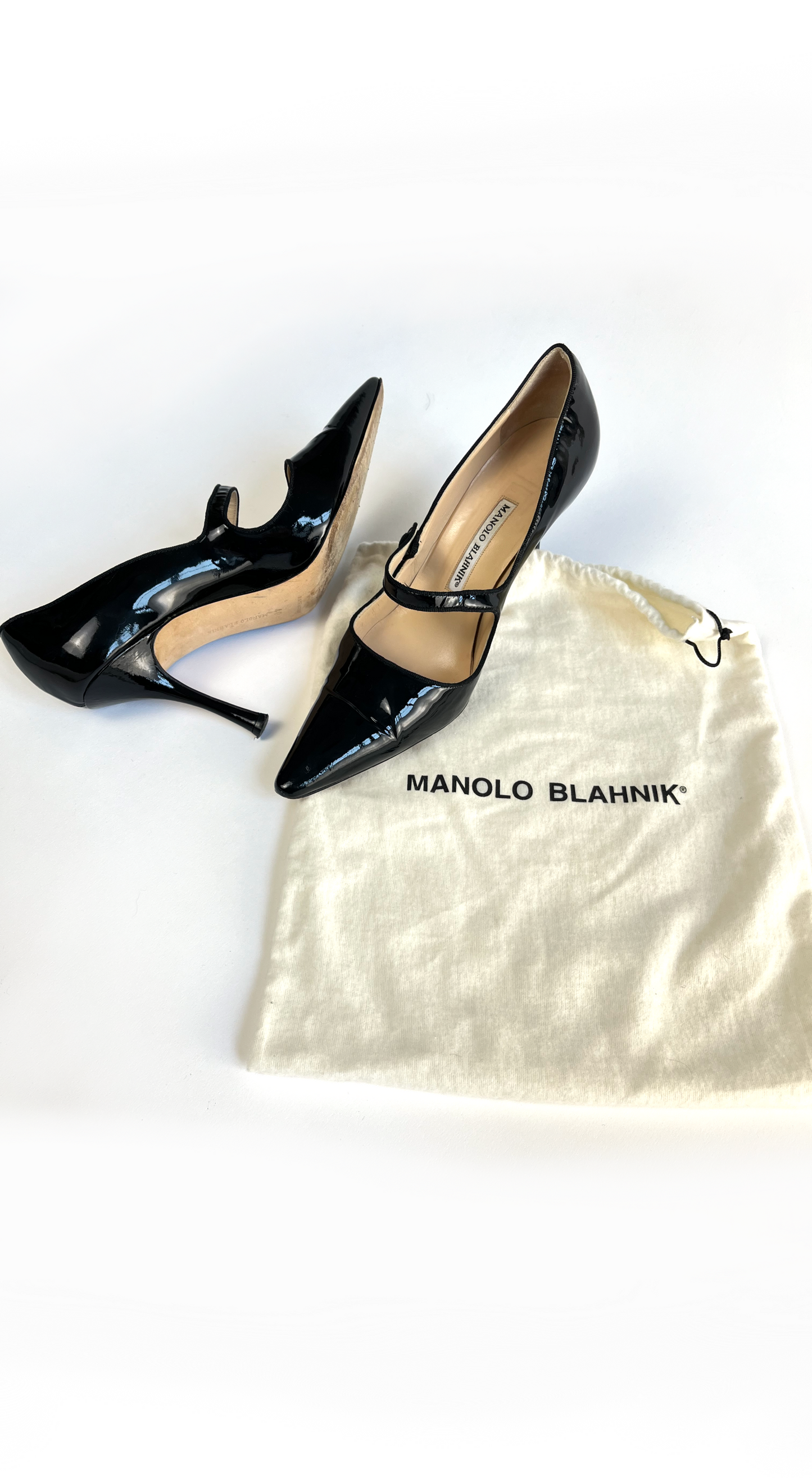 Manolo Blahnik ~ Black Patent Leather Mary Janes 