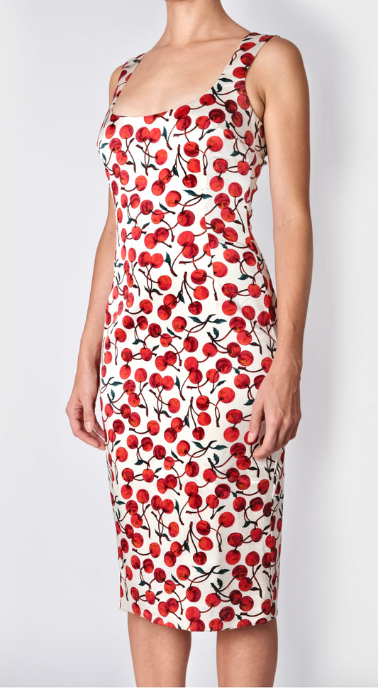 Dolce & Gabbana ~ Runway FW 1996 Cherry Print Midi Dress