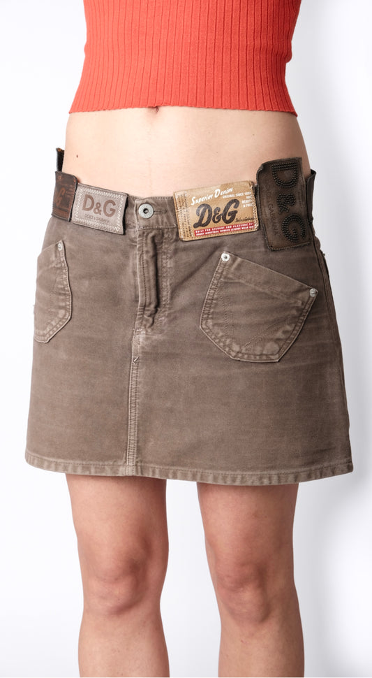Dolce & Gabbana ~ 2000s Logo Patch Mini Jeans Skirt