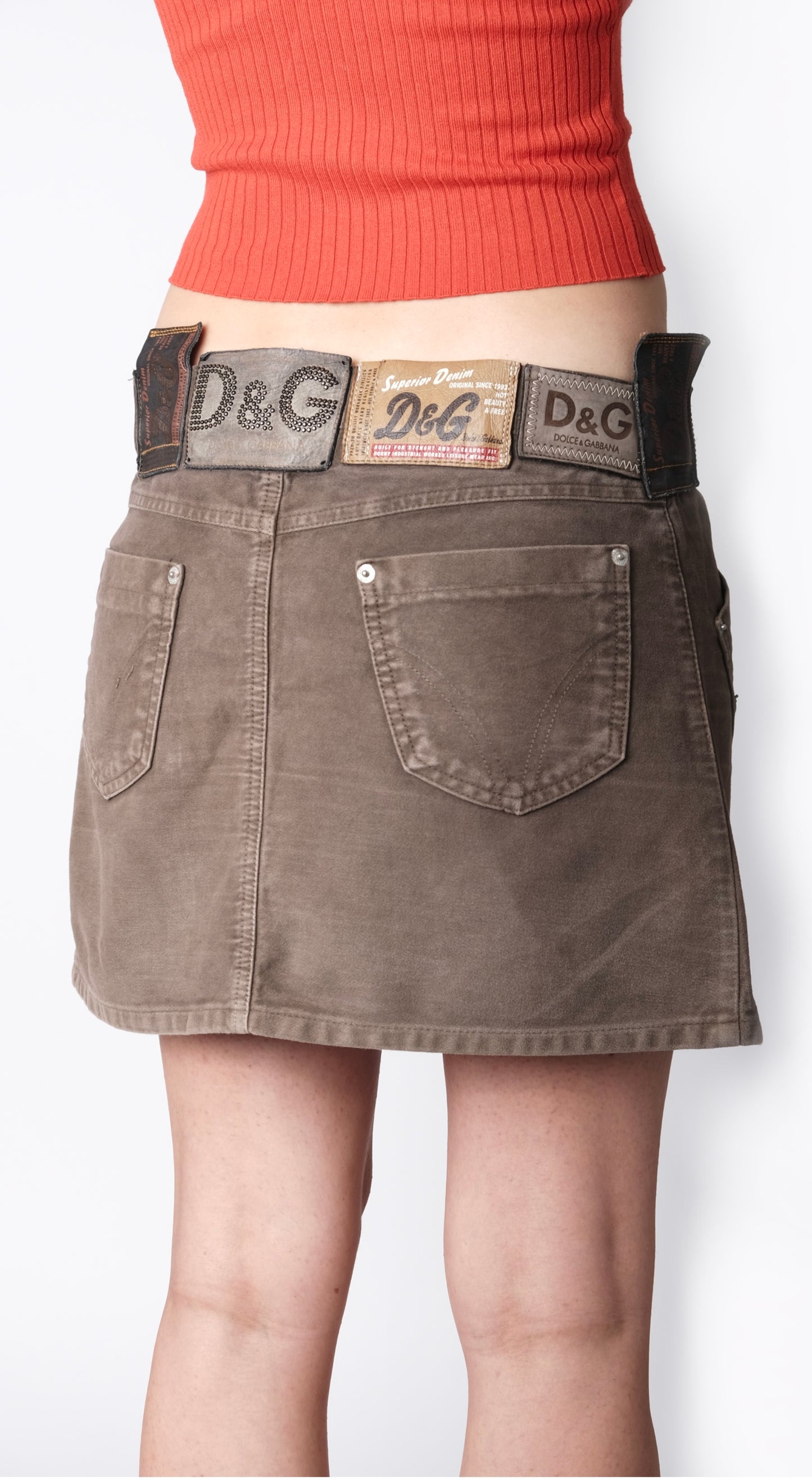 Dolce & Gabbana ~ 2000s Logo Patch Mini Jeans Skirt