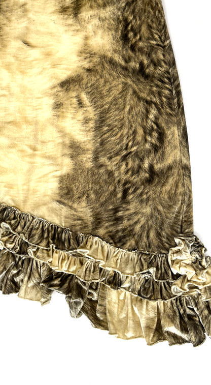 Roberto Cavalli ~ F/W 1999 Ruffled Fur Print Piercing Skirt